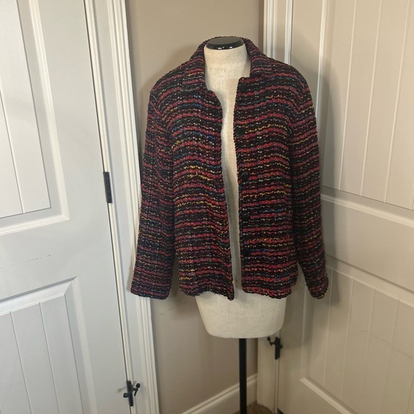 Y2K Vintage Coldwater Creek. Texture & Color! Academia. Cropped Blazer. Colorful - Picture 1 of 6